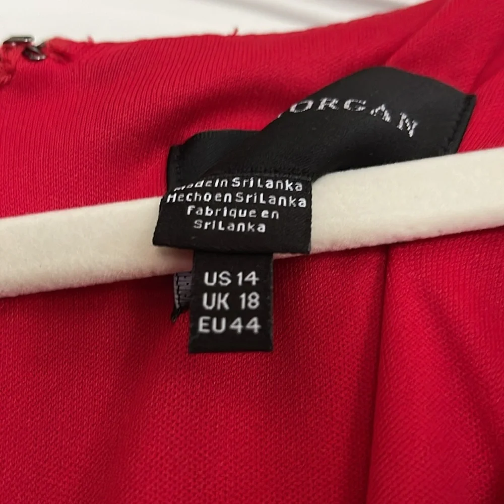 LAST CHANCE Donna Morgan size 14 NWOT print red stretch dress - Picture 2 of 4